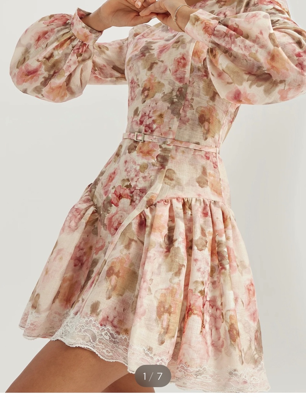 Vita Grace - Anna Floral and Elevate Dress - Floral Pink Mini Dress with Belt